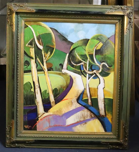 § Geoffrey Key (b. 1941) Trees and Shadows 24 x 20in.
